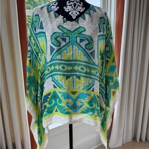 Theodora & Callum Turquoise and Black Patterned Scarf